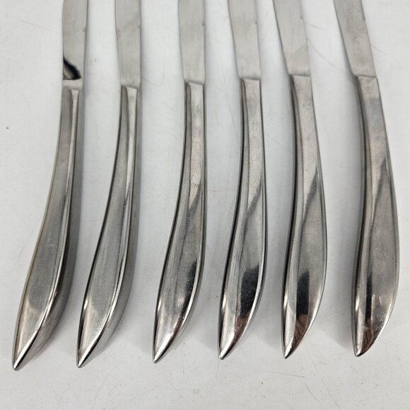 Vintage PIC Stainless Steel Steak Knives Set of 6 Japan Modern MCM 8" Cutlery - Picture 3 of 10